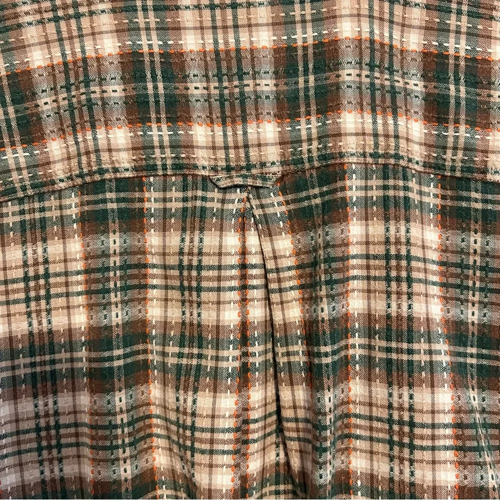 Vintage 100% Cotton Green Plaid Flannel Shirt Size Large